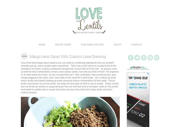 copyright: www.loveandlentils.com Love And Lentils - Website Screenshot