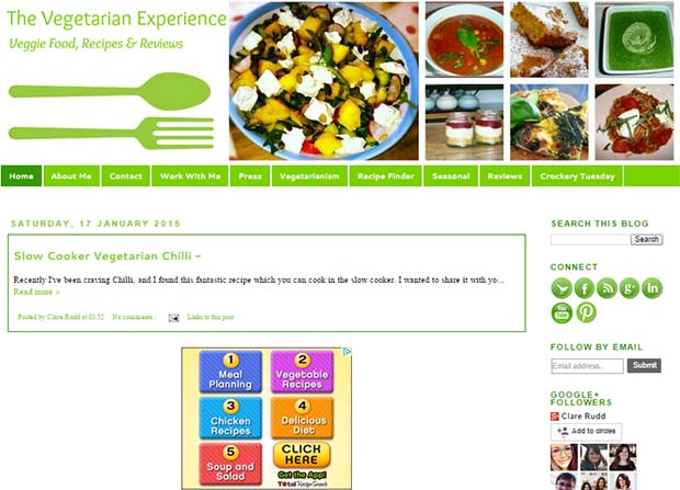 copyright: www.thevegetarianexperience.co.uk The Vegetarian Experience - Website Screenshot