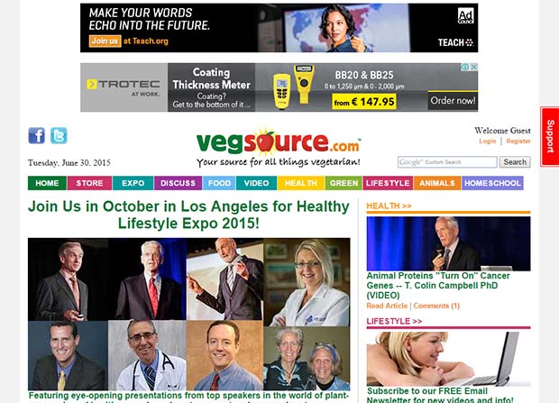 copyright: www.vegsource.com VegSource - Website Screenshot