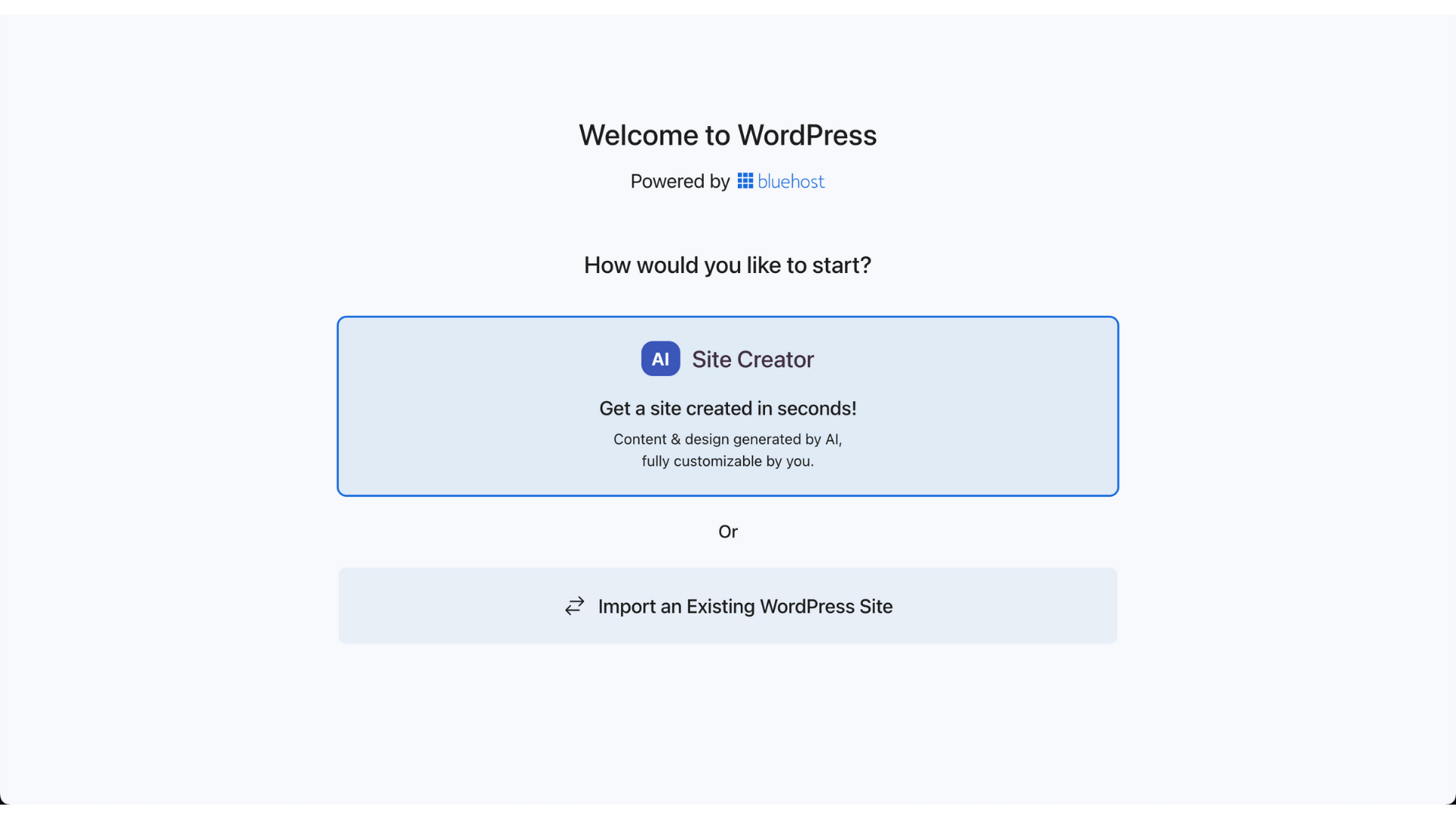 bluehost ai site creator