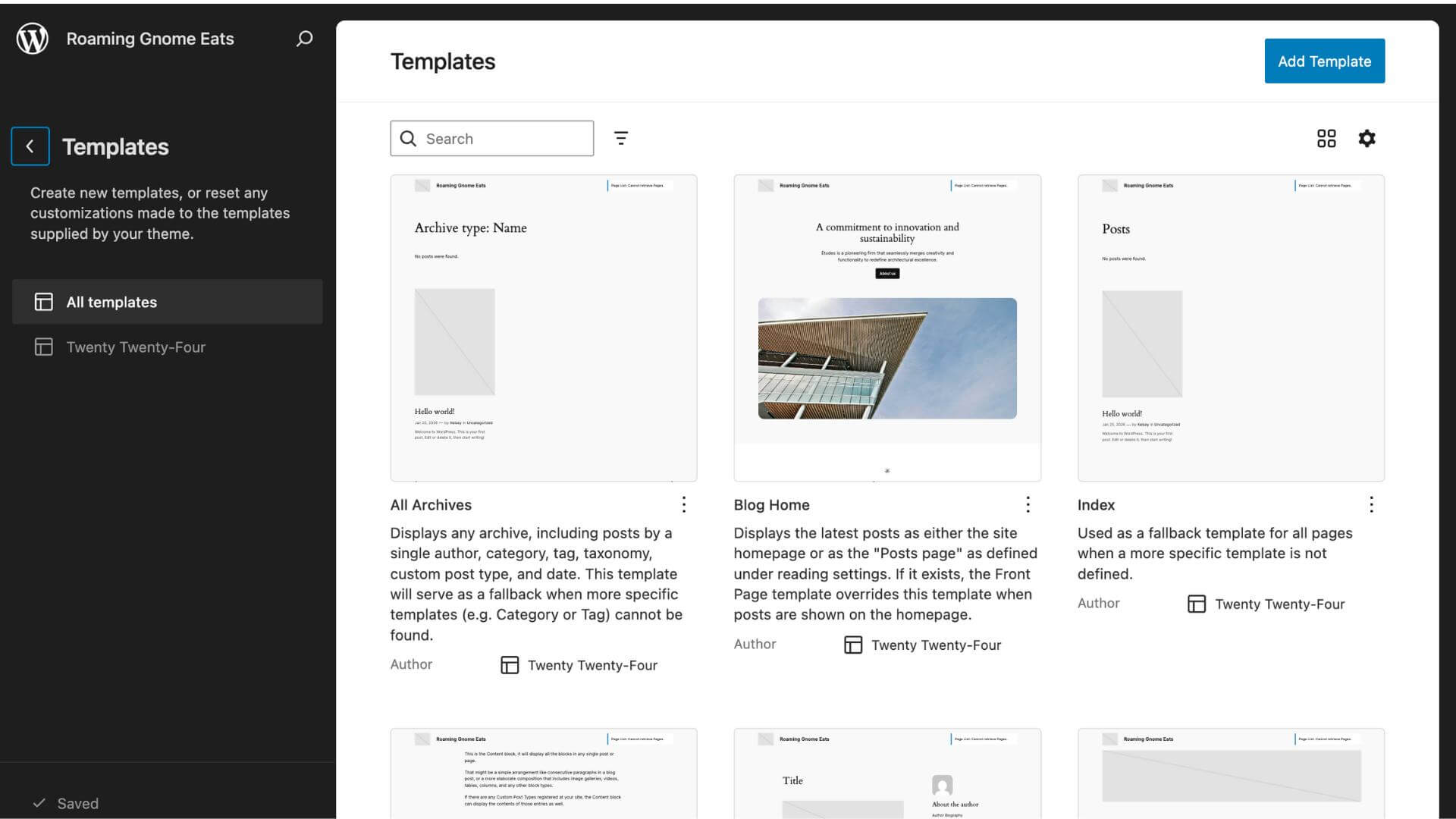 wordpress theme templates
