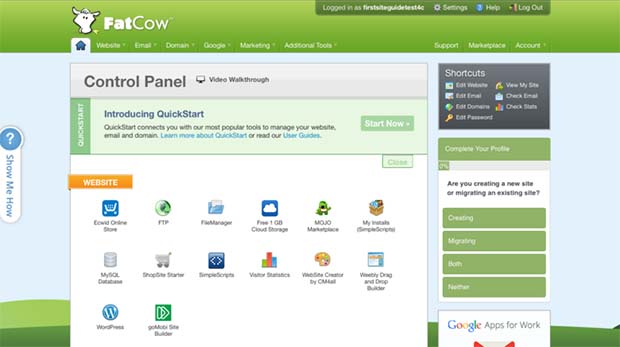 FatCow Control Panel