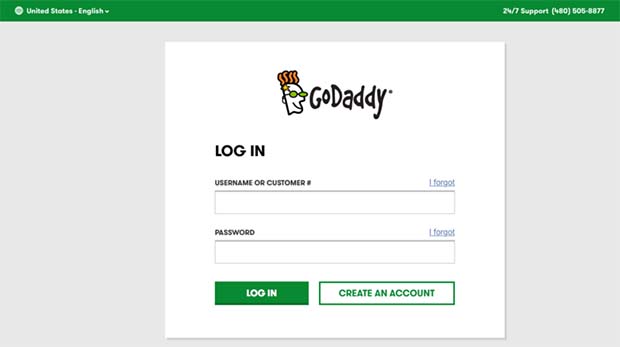 GoDaddy account login page GoDaddy account login page