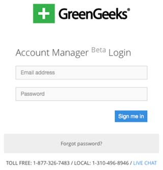 GreenGeeks account login page
