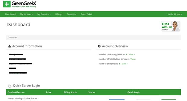 GreenGeeks Account Portal