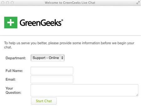 GreenGeeks chat support