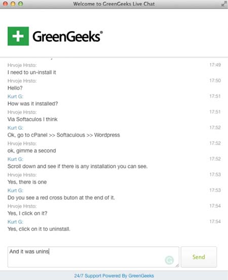 GreenGeeks chat support
