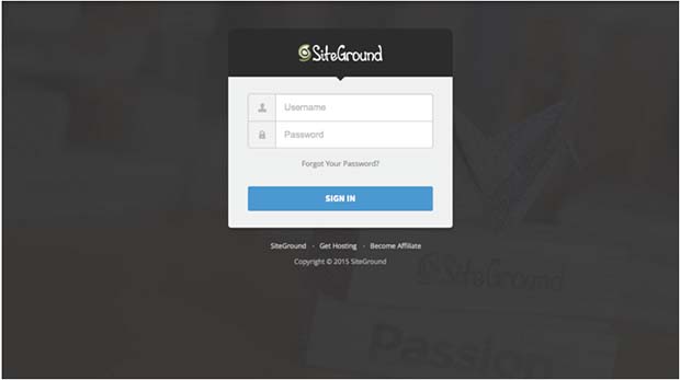 SiteGround’s login page SiteGround’s login page
