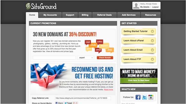 SiteGround User’s Area SiteGround User’s Area