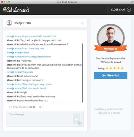 SiteGround chat support SiteGround chat support