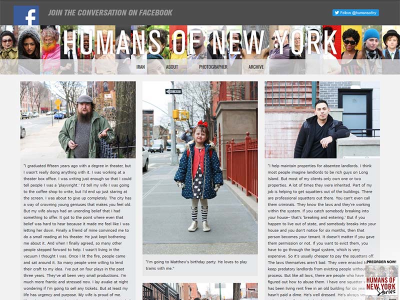 copyright: www.humansofnewyork.com Humans Of New York - Website Screenshot