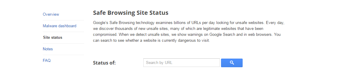 Safe browsing Ssite status