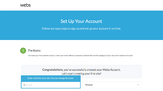 Webs Setting Up Account