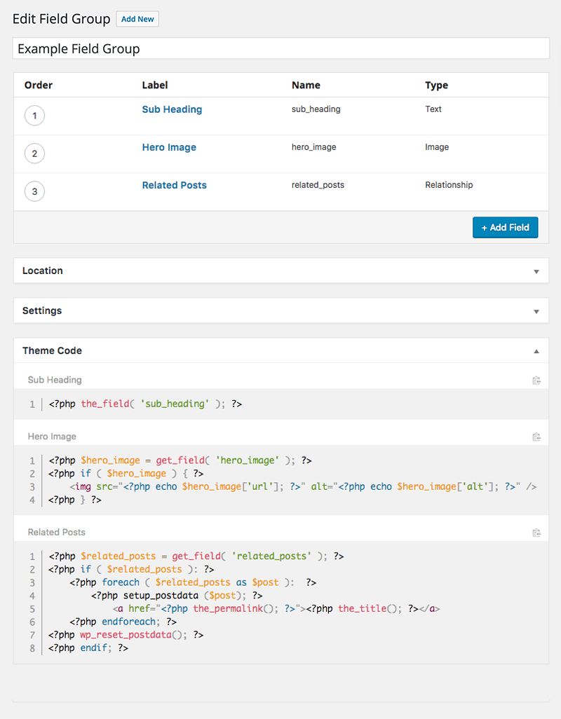 ACF Theme Code for WordPress
