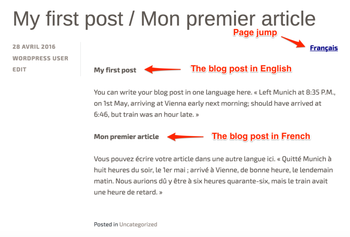 博客文章有两种语言