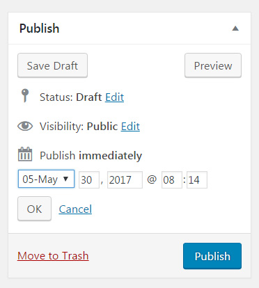 Post publish date and time