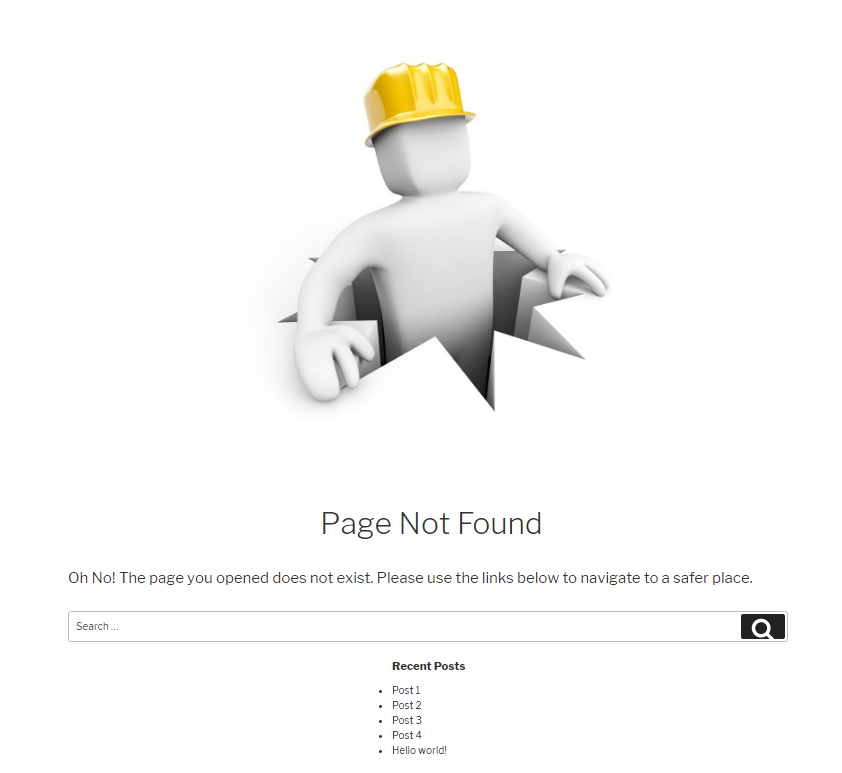 Create custom WordPress 404 page with widgets