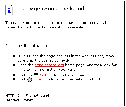 Default 404 error page