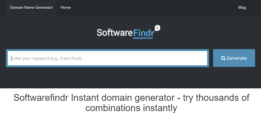  SoftwareFindr domain name generator