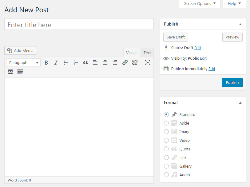 WordPress post editor