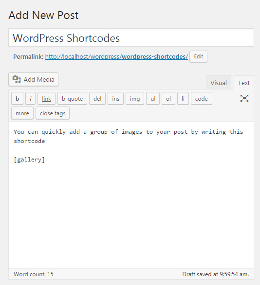 Códigos cortos de WordPress
