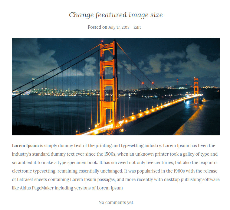 Change featured image size in WordPress