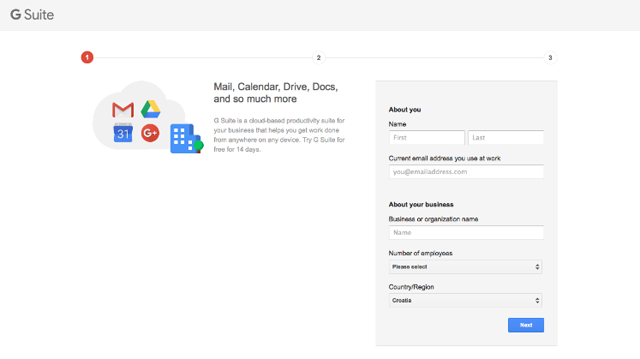 G Suite Signing up