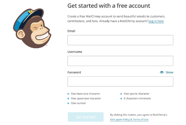 MailChimp Signing up