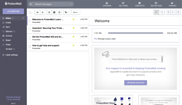 ProtonMail User Panel 1