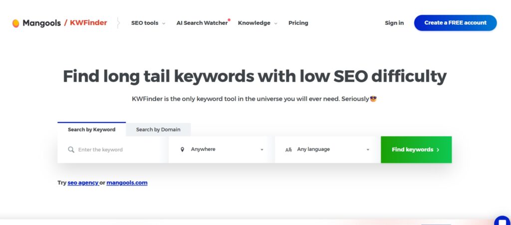 MangooKWFinder Homepage