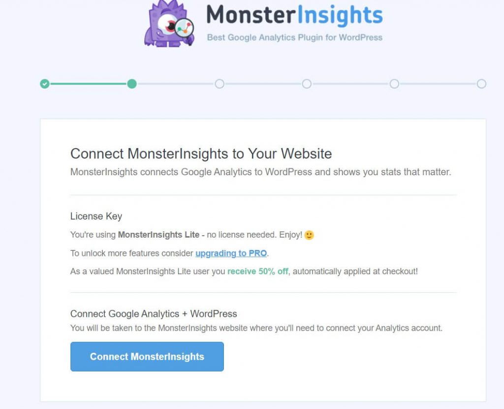 connect monsterInsights plugin