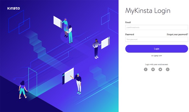 Kinsta Login page