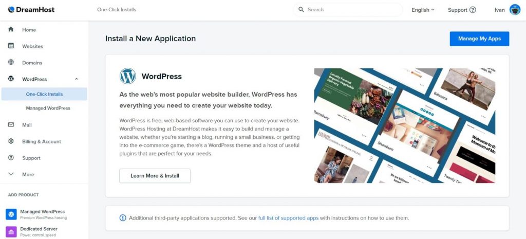 wordpress section