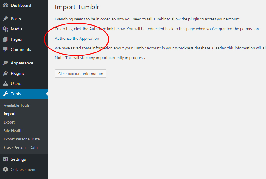 Authorize Tumblr App