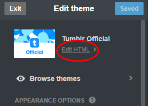 Html Edita la configuración de Tumblr