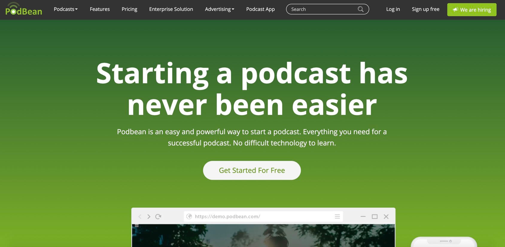 PodBean homepage