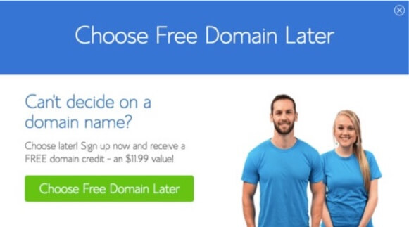 bluehost choose domain name later