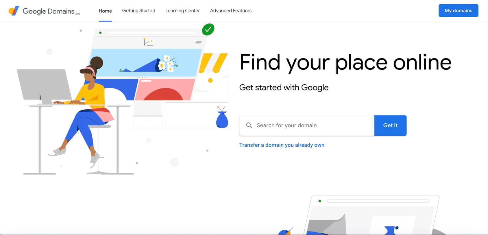 Google Domains homepage