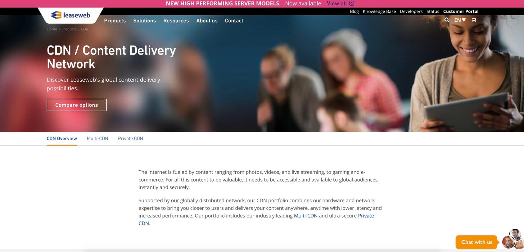 Leaseweb CDN homepage