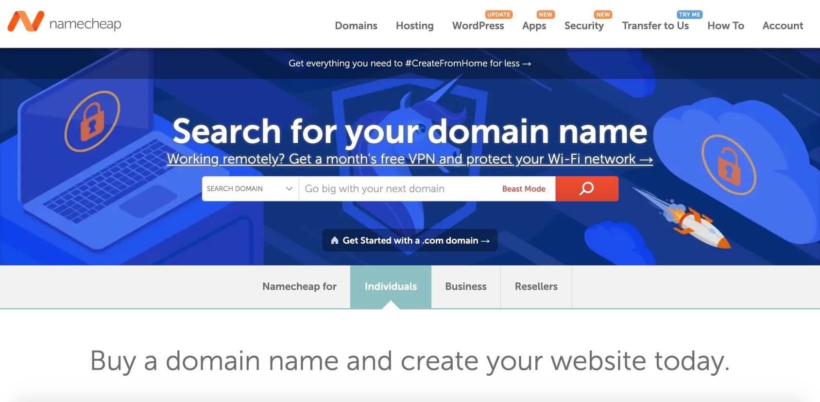 namecheap home page