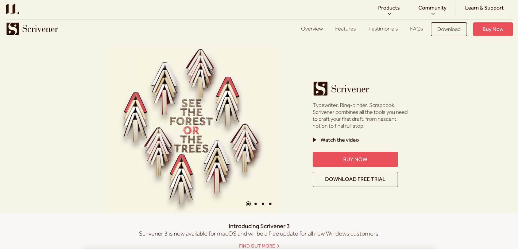 Scrivener homepage