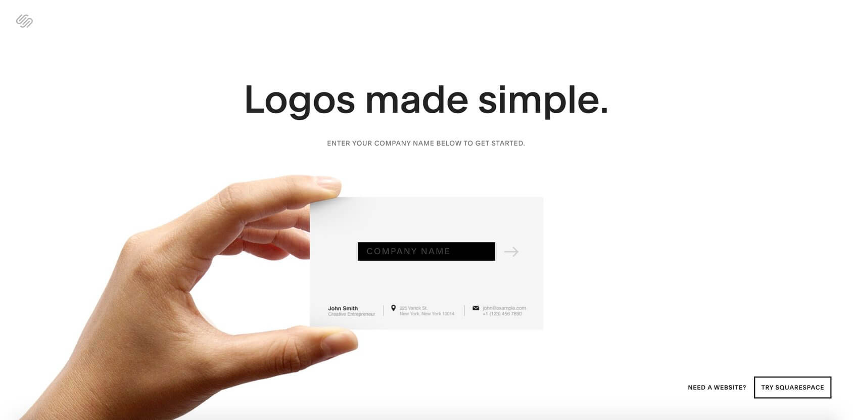 Squarespace Logo Maker homepage