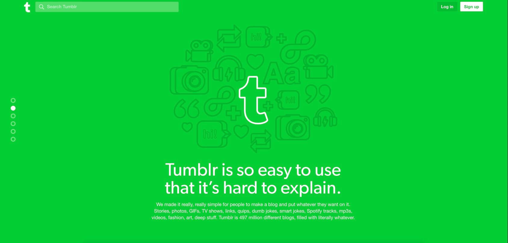 Tumblr homepage