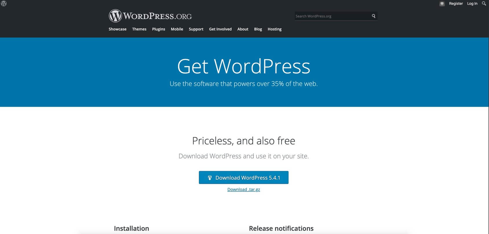 WordPress.org homepage