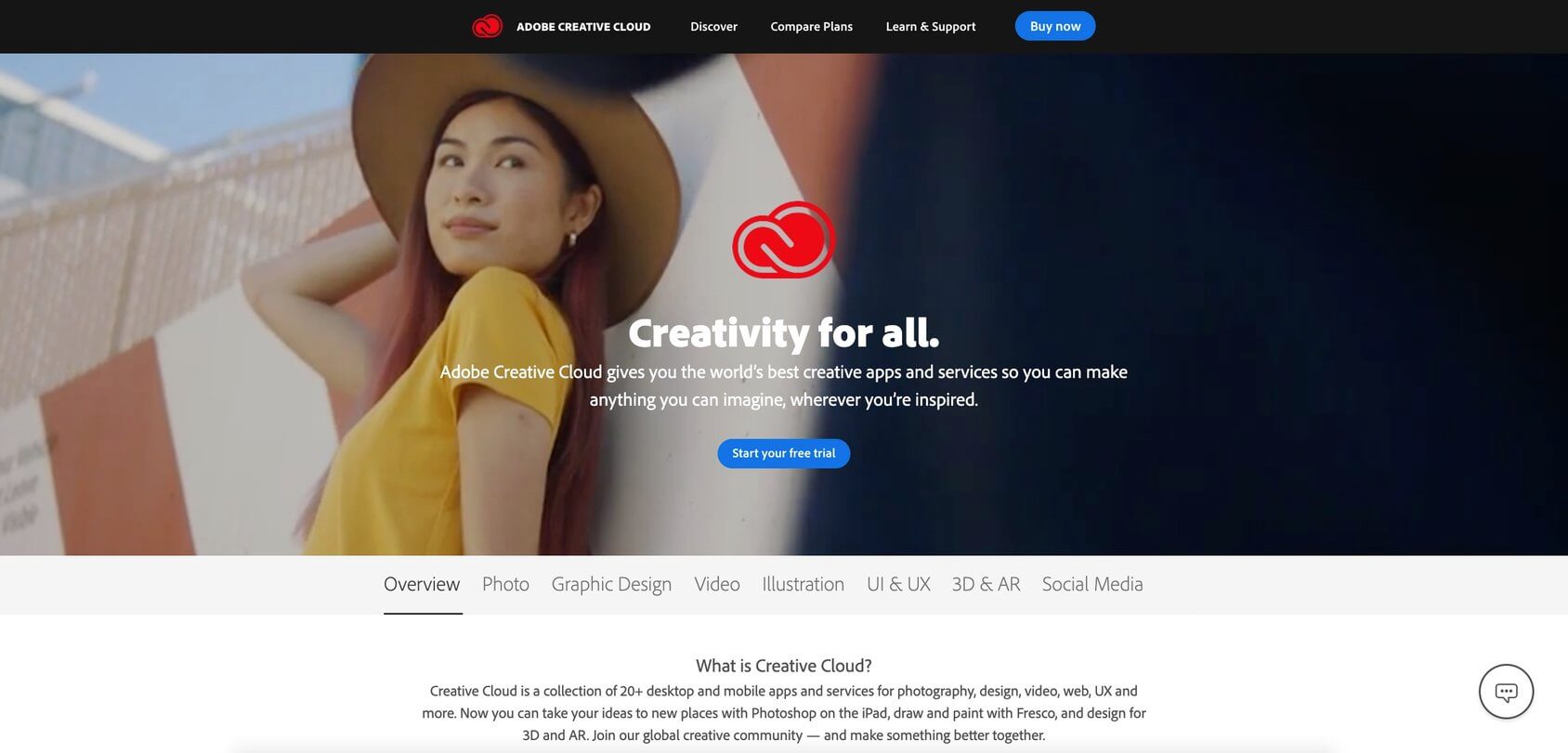 Adobe Creative Cloud homepage