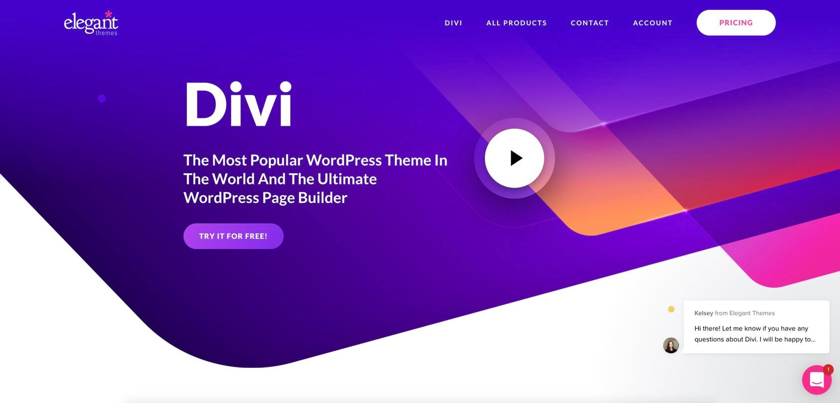 Divi ElegantThemes homepage