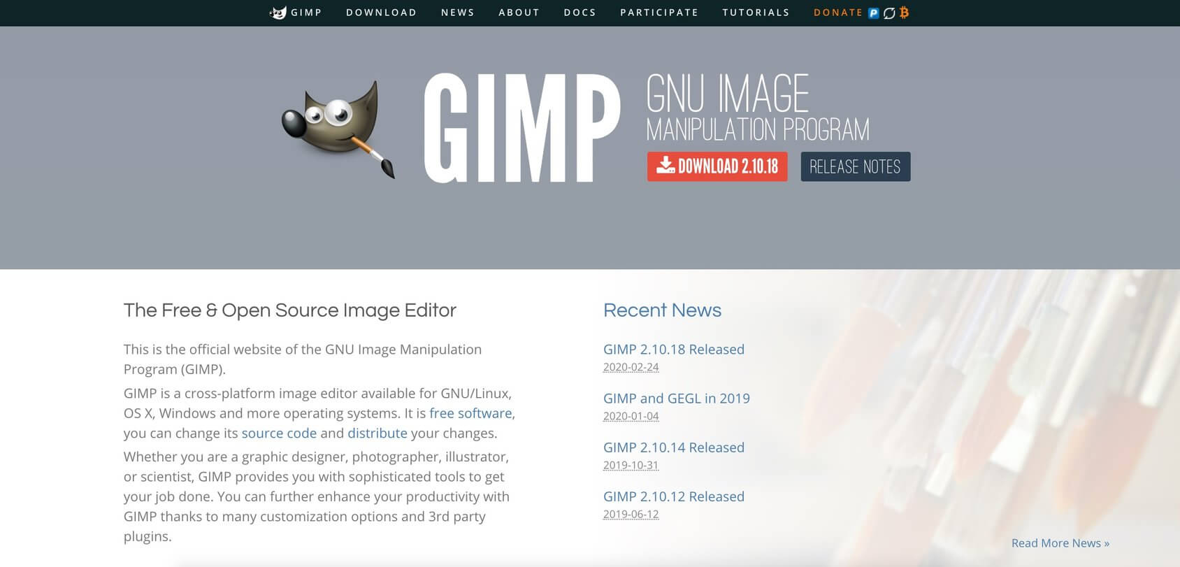 GIMP homepage