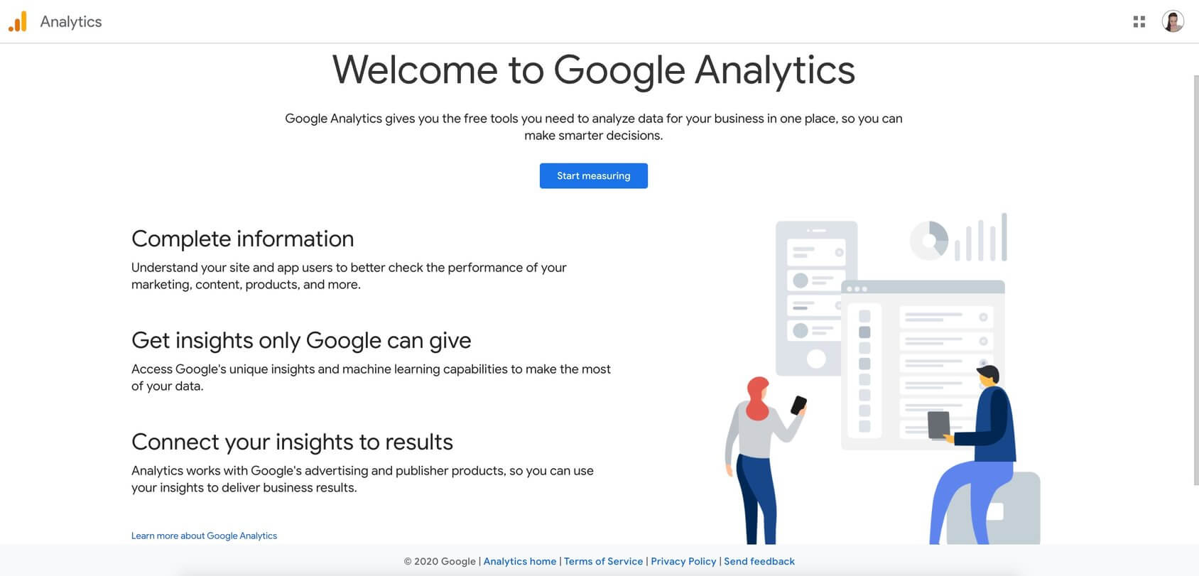 Домашняя страница Google Analytics