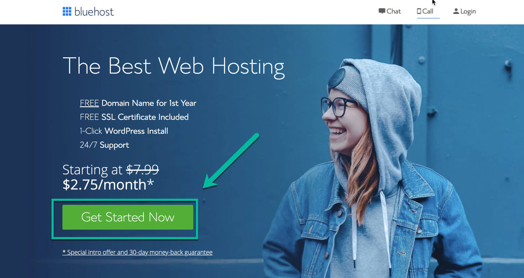 Bluehost get started button