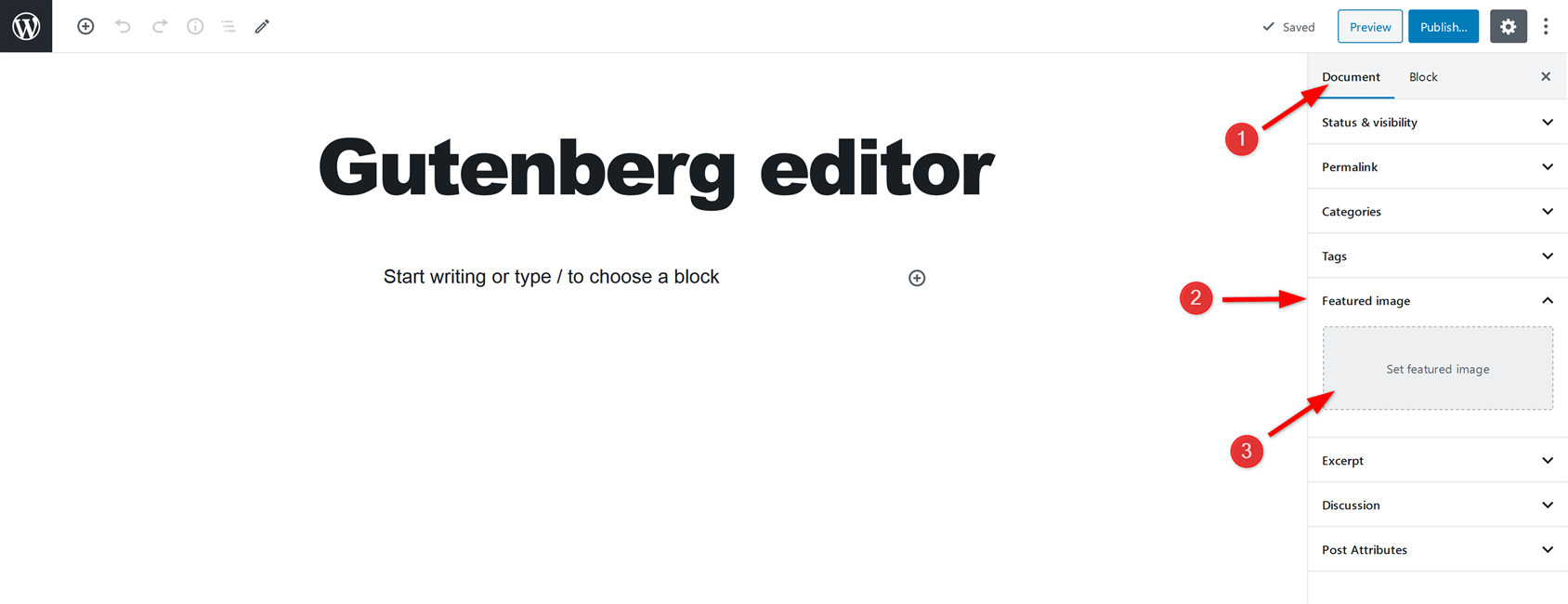 Add featured image in Gutenberg Editor